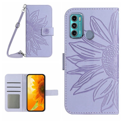 Skin Feel Sun Flower Pattern Flip Leather Phone Case with Lanyard, For Motorola Moto G60, For Motorola Moto G60S
