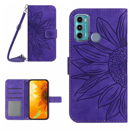 Skin Feel Sun Flower Pattern Flip Leather Phone Case with Lanyard, For Motorola Moto G60, For Motorola Moto G60S