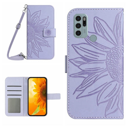 Skin Feel Sun Flower Pattern Flip Leather Phone Case with Lanyard, For Motorola Moto G60, For Motorola Moto G60S