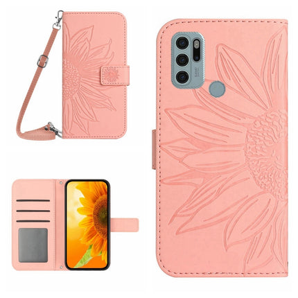 Skin Feel Sun Flower Pattern Flip Leather Phone Case with Lanyard, For Motorola Moto G60, For Motorola Moto G60S