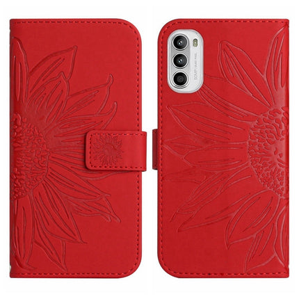 Skin Feel Sun Flower Pattern Flip Leather Phone Case with Lanyard, For Motorola Moto G82 5G/G52 4G/G71S, For Motorola Moto G100