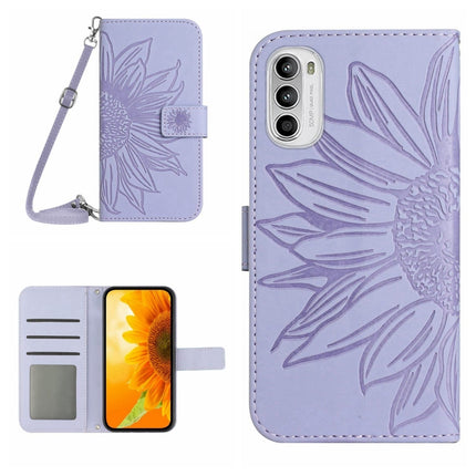 Skin Feel Sun Flower Pattern Flip Leather Phone Case with Lanyard, For Motorola Moto G82 5G/G52 4G/G71S, For Motorola Moto G100