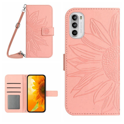 Skin Feel Sun Flower Pattern Flip Leather Phone Case with Lanyard, For Motorola Moto G82 5G/G52 4G/G71S, For Motorola Moto G100