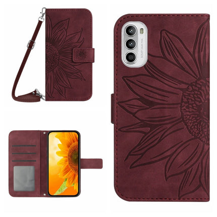 Skin Feel Sun Flower Pattern Flip Leather Phone Case with Lanyard, For Motorola Moto G82 5G/G52 4G/G71S, For Motorola Moto G100