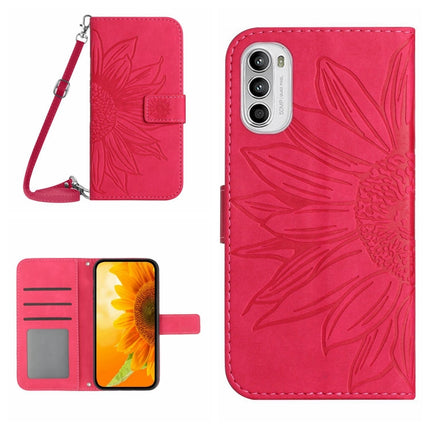 Skin Feel Sun Flower Pattern Flip Leather Phone Case with Lanyard, For Motorola Moto G82 5G/G52 4G/G71S, For Motorola Moto G100