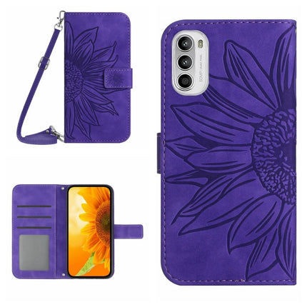 Skin Feel Sun Flower Pattern Flip Leather Phone Case with Lanyard, For Motorola Moto G82 5G/G52 4G/G71S, For Motorola Moto G100