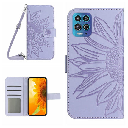 Skin Feel Sun Flower Pattern Flip Leather Phone Case with Lanyard, For Motorola Moto G82 5G/G52 4G/G71S, For Motorola Moto G100