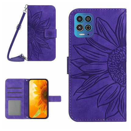 Skin Feel Sun Flower Pattern Flip Leather Phone Case with Lanyard, For Motorola Moto G82 5G/G52 4G/G71S, For Motorola Moto G100