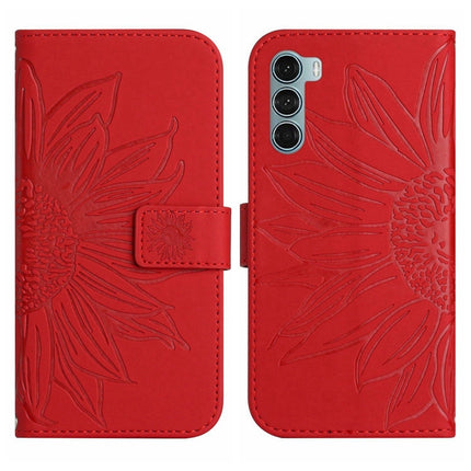 Skin Feel Sun Flower Pattern Flip Leather Phone Case with Lanyard, For Motorola Moto G200 5G