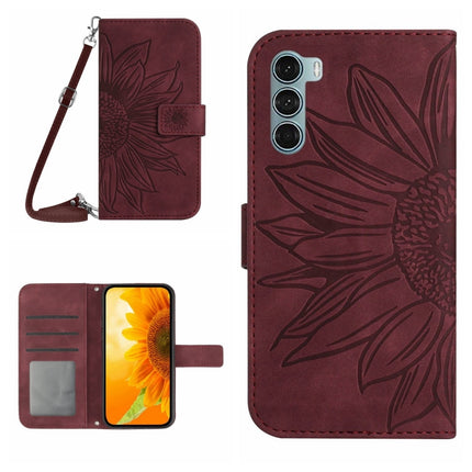 Skin Feel Sun Flower Pattern Flip Leather Phone Case with Lanyard, For Motorola Moto G200 5G