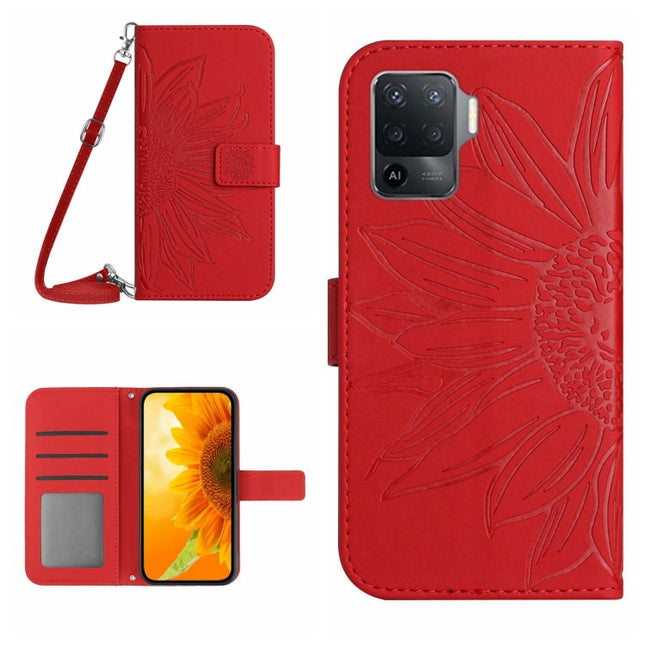 Skin Feel Sun Flower Pattern Flip Leather Phone Case with Lanyard, For OPPO A54 4G/A16 4G, For OPPO A54 5G/A74 5G/A93 5G/A93S 5G