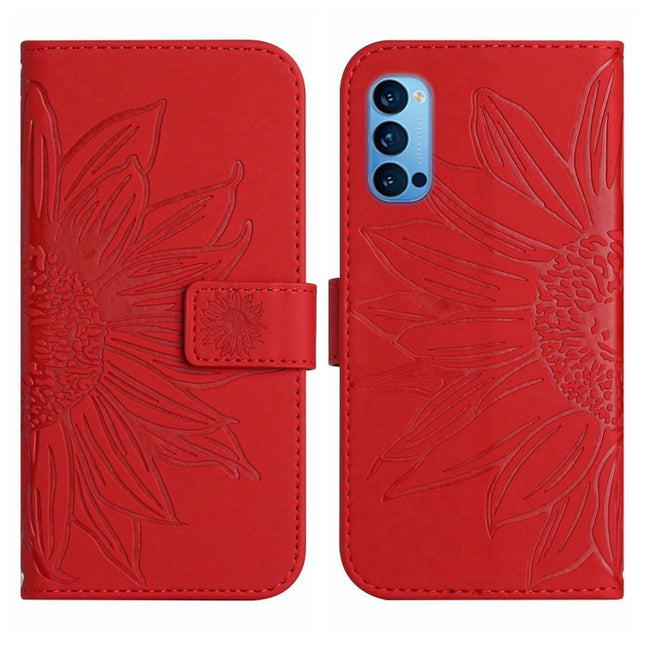 Skin Feel Sun Flower Pattern Flip Leather Phone Case with Lanyard, For OPPO Reno4 Pro 5G, For OPPO Reno4 Z 5G/A92S