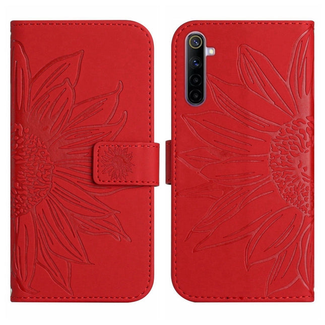 Skin Feel Sun Flower Pattern Flip Leather Phone Case with Lanyard, For Realme 6, For Realme 6 Pro
