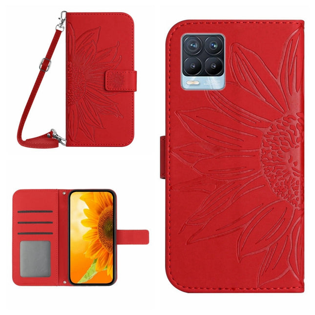 Skin Feel Sun Flower Pattern Flip Leather Phone Case with Lanyard, For Realme 8 4G/Realme 8 Pro, For Realme 8 5G