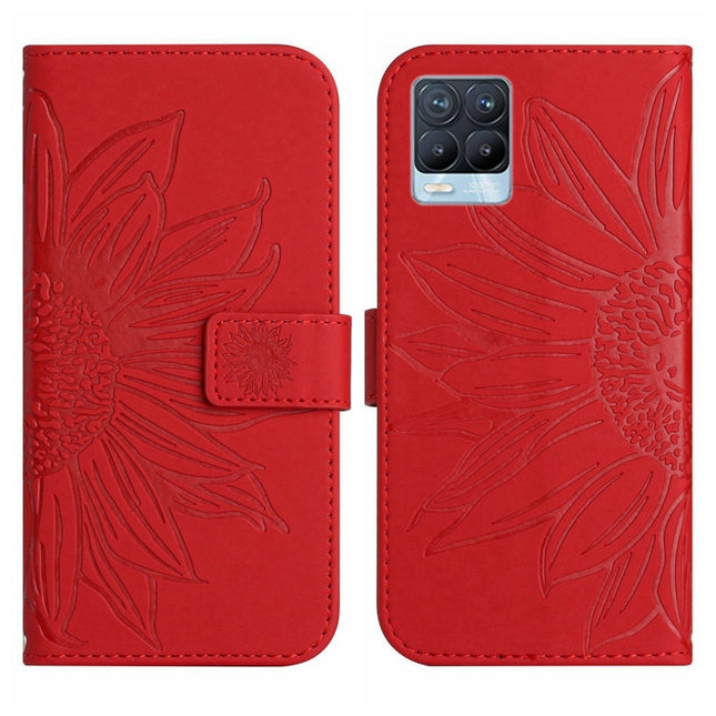 Skin Feel Sun Flower Pattern Flip Leather Phone Case with Lanyard, For Realme 8 4G/Realme 8 Pro, For Realme 8 5G