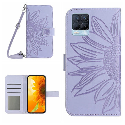 Skin Feel Sun Flower Pattern Flip Leather Phone Case with Lanyard, For Realme 8 4G/Realme 8 Pro, For Realme 8 5G