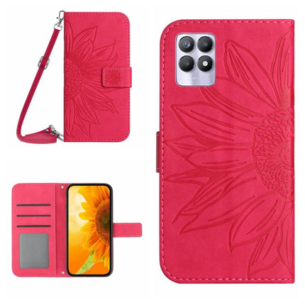 Skin Feel Sun Flower Pattern Flip Leather Phone Case with Lanyard, For Realme 8i/Narzo 50 4G, For Realme 9 4G/Realme 9 Pro+ 5G