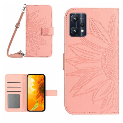 Skin Feel Sun Flower Pattern Flip Leather Phone Case with Lanyard, For Realme 8i/Narzo 50 4G, For Realme 9 4G/Realme 9 Pro+ 5G