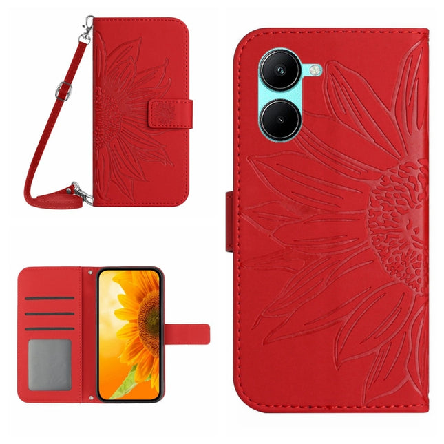 Skin Feel Sun Flower Pattern Flip Leather Phone Case with Lanyard, For Realme 10 4G, For Realme 10 5G