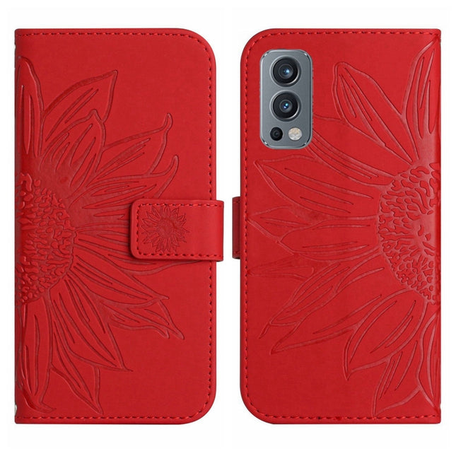 Skin Feel Sun Flower Pattern Flip Leather Phone Case with Lanyard, For OnePlus Nord 2T, For OnePlus Nord CE 5G