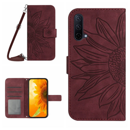 Skin Feel Sun Flower Pattern Flip Leather Phone Case with Lanyard, For OnePlus Nord 2T, For OnePlus Nord CE 5G