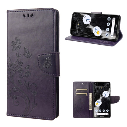 Butterfly Flower Pattern Flip Leather Phone Case, For Google Pixel 7 Pro 5G