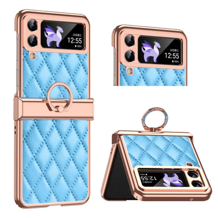 Grid Leather Pattern Electroplating Frame Folding Phone Case, For Huawei P50 Pocket, For Samsung Galaxy Z Flip3 5G, For Samsung Galaxy Z Flip4