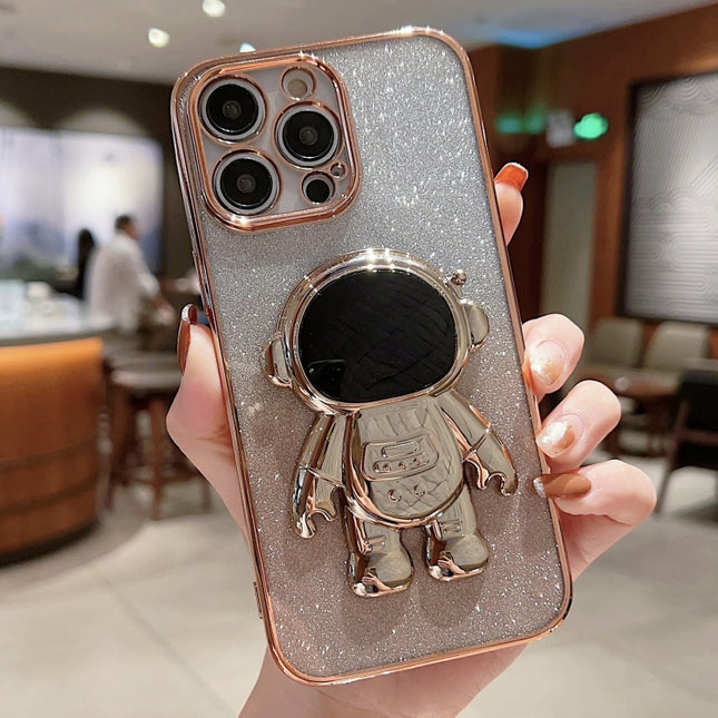 Astronaut Holder Gradient Glitter Powder Phone Case, For iPhone 14, For iPhone 14 Plus, For iPhone 14 Pro