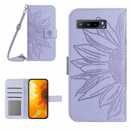 Skin Feel Sun Flower Pattern Flip Leather Phone Case with Lanyard, For Asus ROG Phone 3 ZS661KS, For Asus ROG Phone 5 ZS673KS
