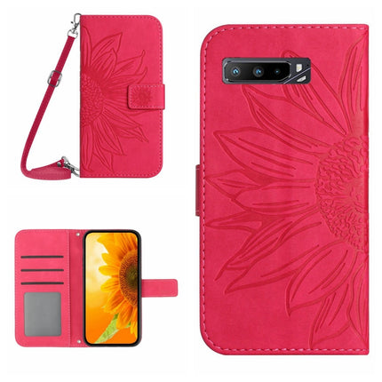 Skin Feel Sun Flower Pattern Flip Leather Phone Case with Lanyard, For Asus ROG Phone 3 ZS661KS, For Asus ROG Phone 5 ZS673KS