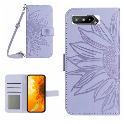 Skin Feel Sun Flower Pattern Flip Leather Phone Case with Lanyard, For Asus ROG Phone 3 ZS661KS, For Asus ROG Phone 5 ZS673KS