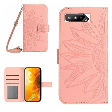 Skin Feel Sun Flower Pattern Flip Leather Phone Case with Lanyard, For Asus ROG Phone 3 ZS661KS, For Asus ROG Phone 5 ZS673KS