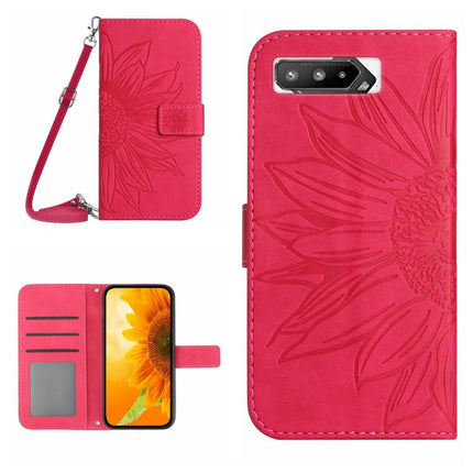 Skin Feel Sun Flower Pattern Flip Leather Phone Case with Lanyard, For Asus ROG Phone 3 ZS661KS, For Asus ROG Phone 5 ZS673KS