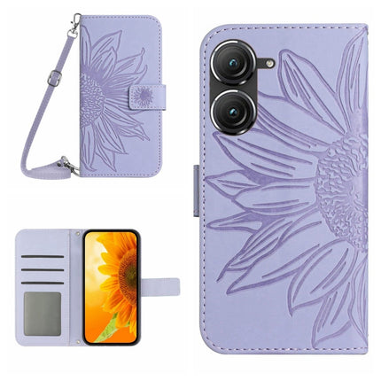 Skin Feel Sun Flower Pattern Flip Leather Phone Case with Lanyard, For Asus ZenFone 8 ZS590KS, For Asus ZenFone 9