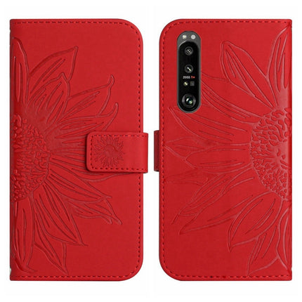 Skin Feel Sun Flower Pattern Flip Leather Phone Case with Lanyard, For Sony Xperia 1 III, For Sony Xperia 1 IV