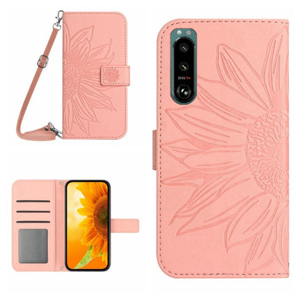 Skin Feel Sun Flower Pattern Flip Leather Phone Case with Lanyard, For Sony Xperia 5 III, For Sony Xperia 5 IV