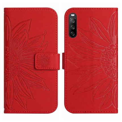 Skin Feel Sun Flower Pattern Flip Leather Phone Case with Lanyard, For Sony Xperia 10 III/10 III Lite, For Sony Xperia 10 IV
