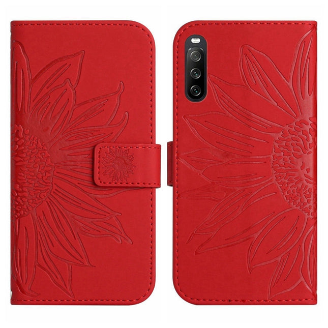 Skin Feel Sun Flower Pattern Flip Leather Phone Case with Lanyard, For Sony Xperia 10 III/10 III Lite, For Sony Xperia 10 IV