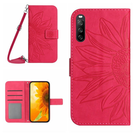 Skin Feel Sun Flower Pattern Flip Leather Phone Case with Lanyard, For Sony Xperia 10 III/10 III Lite, For Sony Xperia 10 IV