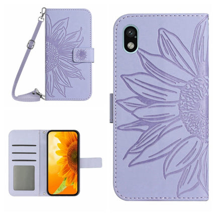 Skin Feel Sun Flower Pattern Flip Leather Phone Case with Lanyard, For Sony Xperia ACE II, For Sony Xperia ACE III