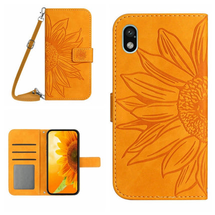 Skin Feel Sun Flower Pattern Flip Leather Phone Case with Lanyard, For Sony Xperia ACE II, For Sony Xperia ACE III