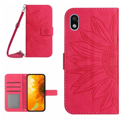 Skin Feel Sun Flower Pattern Flip Leather Phone Case with Lanyard, For Sony Xperia ACE II, For Sony Xperia ACE III