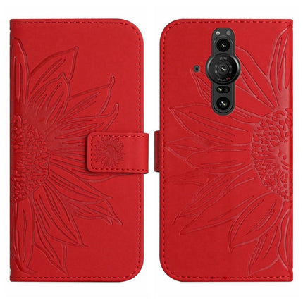 Skin Feel Sun Flower Pattern Flip Leather Phone Case with Lanyard, For Sony Xperia Pro-I