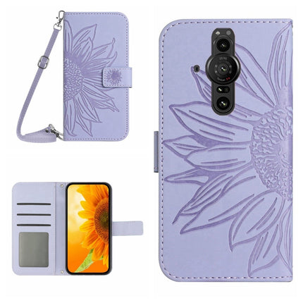 Skin Feel Sun Flower Pattern Flip Leather Phone Case with Lanyard, For Sony Xperia Pro-I