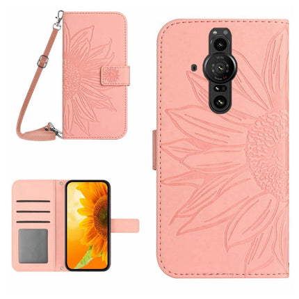 Skin Feel Sun Flower Pattern Flip Leather Phone Case with Lanyard, For Sony Xperia Pro-I