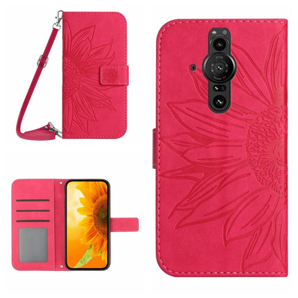 Skin Feel Sun Flower Pattern Flip Leather Phone Case with Lanyard, For Sony Xperia Pro-I