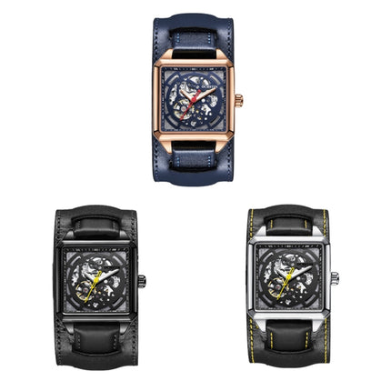 Ochstin 7237 Business Leather Wrist Wrist Waterproof Luminous Skeleton Mechanical Watch