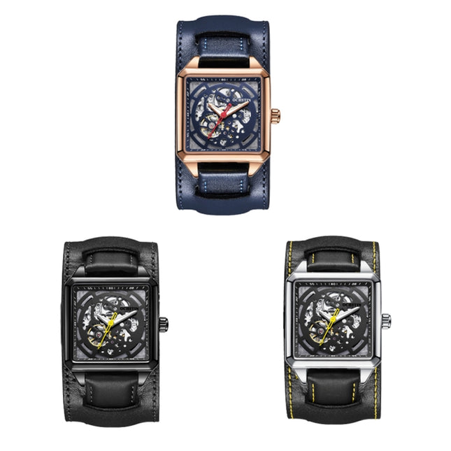 Ochstin 7237 Business Leather Wrist Wrist Waterproof Luminous Skeleton Mechanical Watch