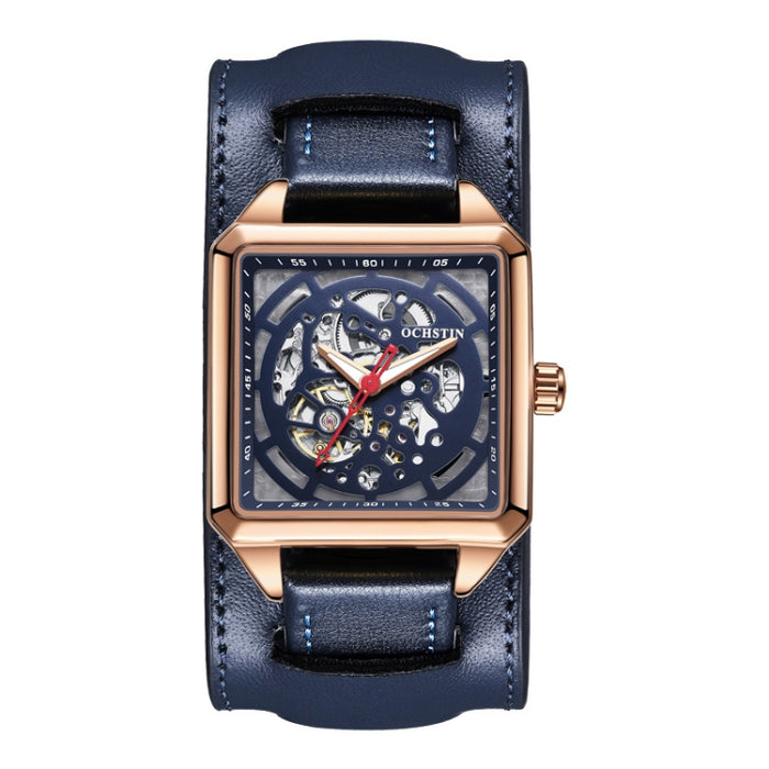 Ochstin 7237 Business Leather Wrist Wrist Waterproof Luminous Skeleton Mechanical Watch
