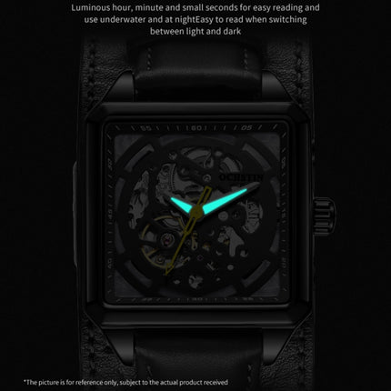 Ochstin 7237 Business Leather Wrist Wrist Waterproof Luminous Skeleton Mechanical Watch